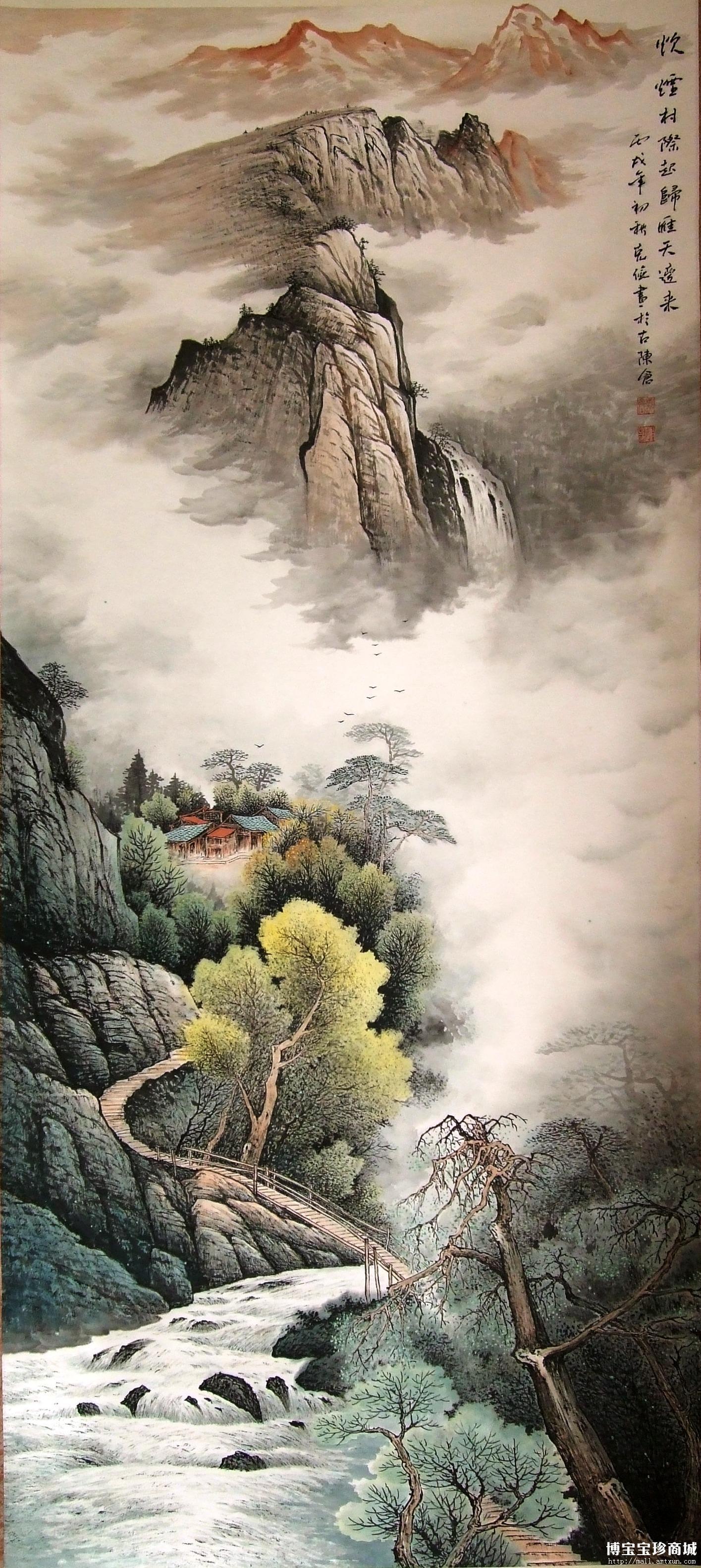 国画乡村炊烟画,炊烟简笔画,乡村炊烟 大山谷图库