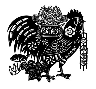 单色剪纸(鸡)--高佃亮剪纸_剪纸