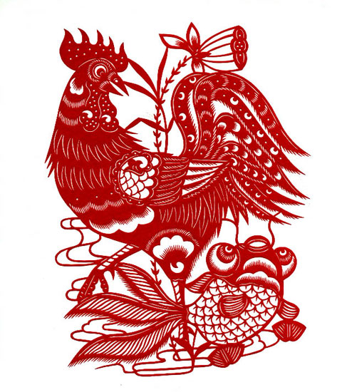 单色剪纸(鸡)--高佃亮剪纸