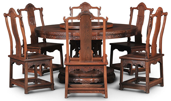 连天红家具——花卉纹葵花式桌家具家装赏析