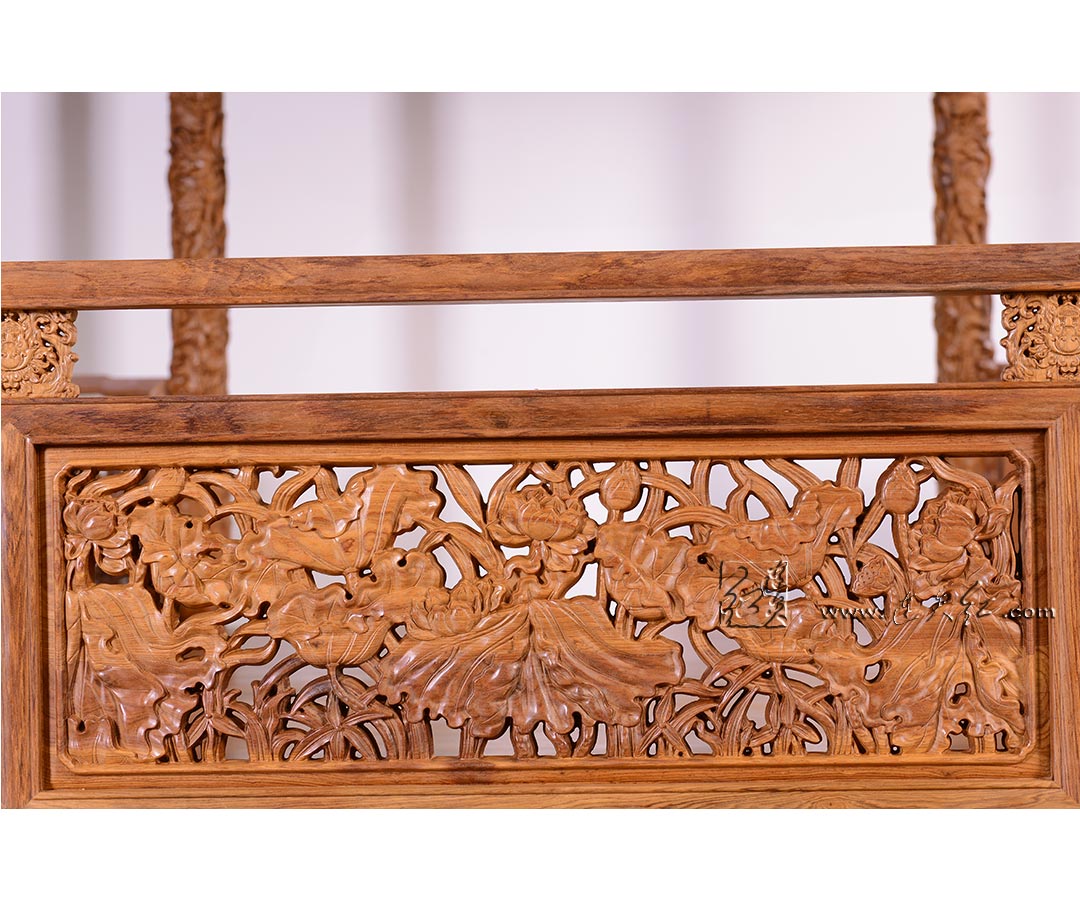 透雕莲花架子床-卧室系列-连天红(福建)家具有限公司